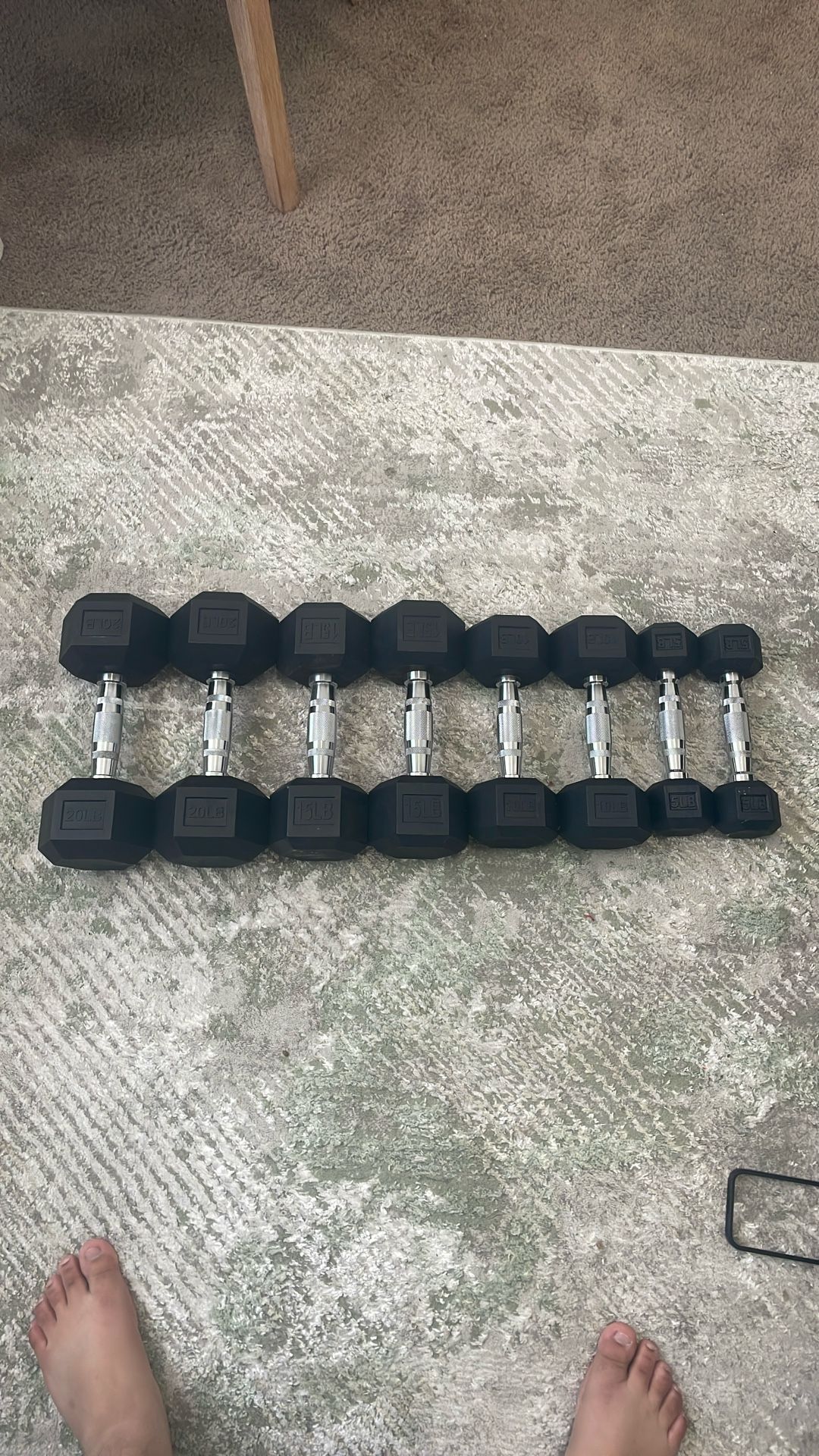 Dumbbells / Weights  20 , 15, 10, 5