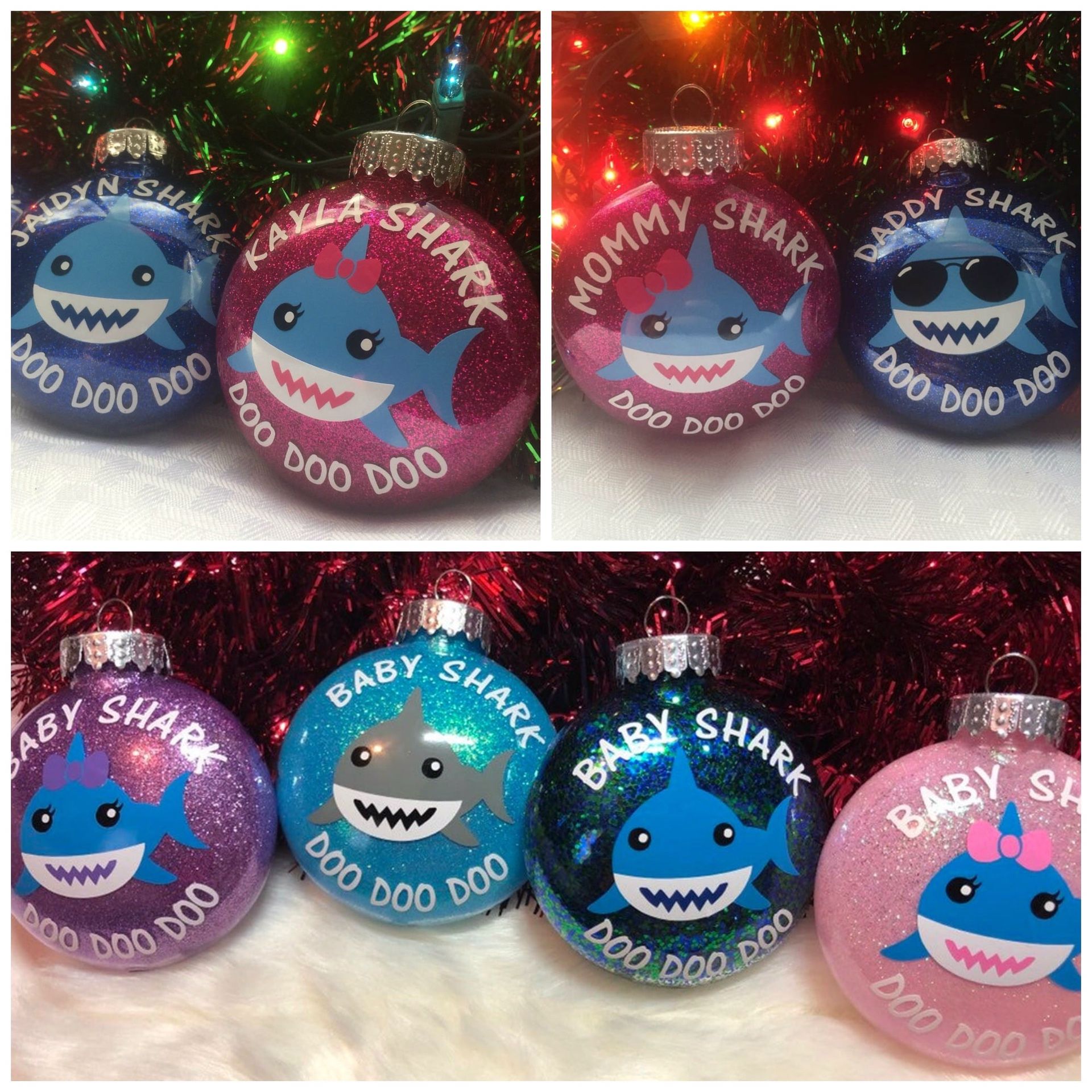 Baby shark Christmas ornaments