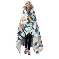 PY SUPER MODE Hooded Outdoor Blanket, Extra Large 82"x 55" Waterpoof Camping Blanket_Thicken_Camoufl