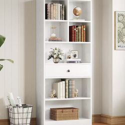 😀 IRONCK Bookcase and Bookshelves, 70" Tall Bookshelf Floor Standing 6 Tiers Display Storage Shelves, Book Shelf with Drawers for Home Office