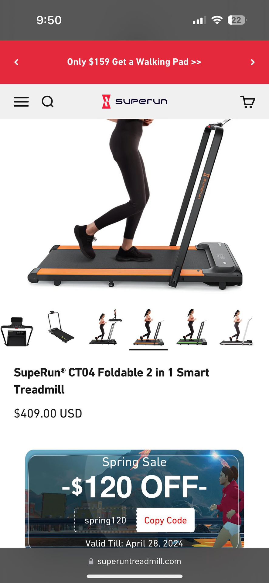 SupeRun CT04 Foldable 2 in 1 Smart Treadmill