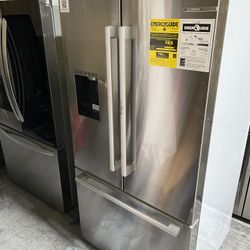 Stainless Steel French Door Bottom Mount 36” Wide Refrigerator 