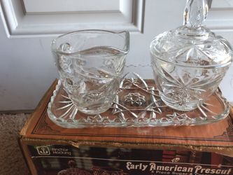 Incredibly beautiful and antique early Americans Prescut Four piece sugar and creamer set
