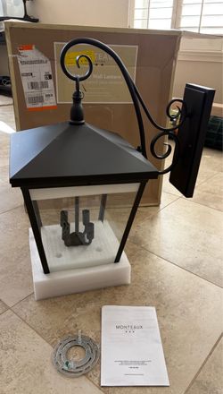 4-Light Black Extra Large Outdoor Wall Light Fixture