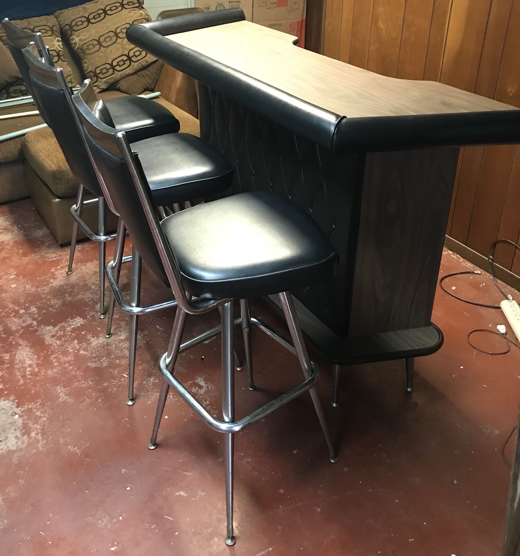 Mid Century Modern Chromcraft bar and 3 stools