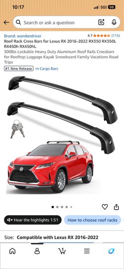 wonderdriver 4.7 ***** (115) Roof Rack Cross Bars for Lexus RX 2016-2022 RX350 RX350L RX450h ford