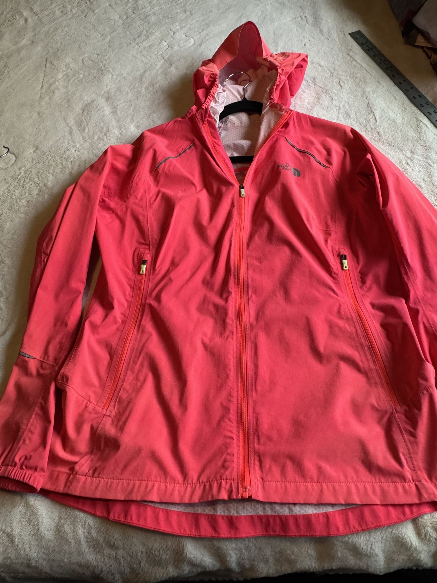 Coral women’s north face rain jacket sz medium