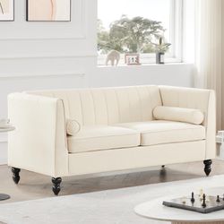 67in Modern Sofa For Living Room, Loveseat Linen Fabric 