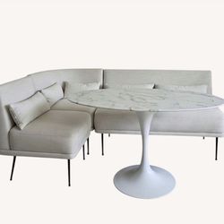West Elm Modern Banquette + Modani Marble Table