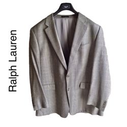 Men's Jacket Sport Coat Chaps Ralph Lauren Wool Blazer 48L Herringbone Grey