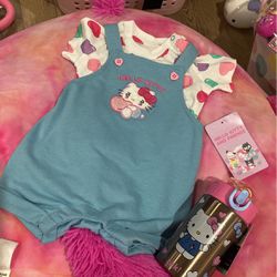 Hello Kitty Baby Overalls With Metal Sippy Cup