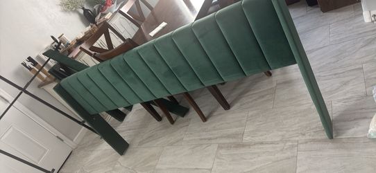 Green King size bed frame with matching dresser
