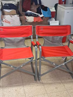 2 Red Coleman Sport Folding Chairs