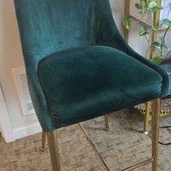 2 Velvet Emerald Green Bat Stools With Gold Legs