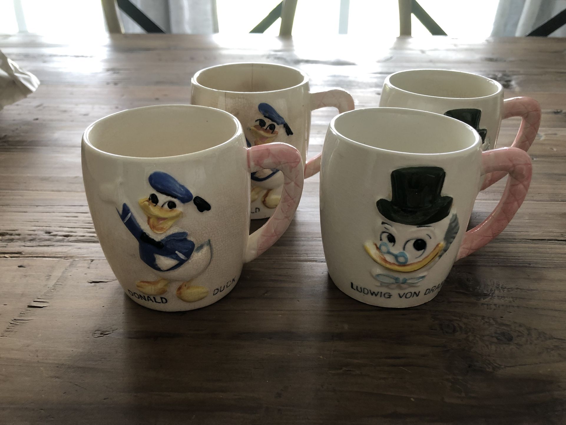 Authentic 1961 Donald Duck & Ludwig Von Drake Mug Set