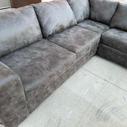 Smoked Grey Micro Suede Sectional 
