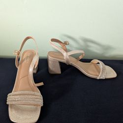 Top Moda Comfort Gold Sparkly Heels, Women's 10