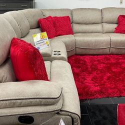 Going out of business sale. Alejandra beige reclining sectional now $1599. Easy finance option. Same day delivery.