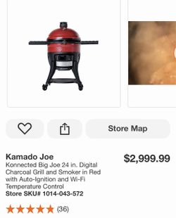 Shop Kamado Joe Konnected Big Joe 24 in. Digital Charcoal Grill and Smoker in Red with Auto-Ignition and Wi-Fi Temperature Control