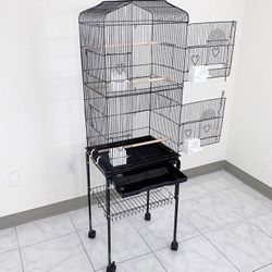 (NEW) $60 Small to Medium Bird Cage 60” Tall Parrot Parakeet Cockatiel Bird Cage 18x14x60” Rolling Stand