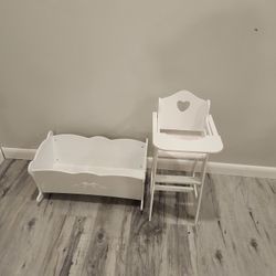 Doll Cradle And Highchair 