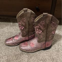 Shyanne Youth Pink Glitter Cowboy Boots