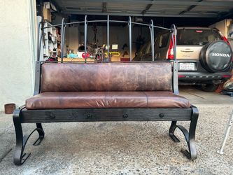 Black Metal and Leather bench