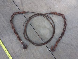 Tow cable with chain &hook ends old USA made