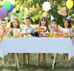 NEW 2 Pack 2 Pack Light Blue Tablecloth Disposable Baby Blue Table Covers 54" x 108" Blue Pastel Table Cloths for Parties Bridal Shower Engagement Wed