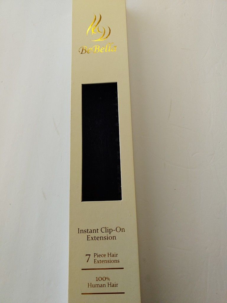 22" Jet-black "Full" Clip-on human hair extensions - Get length and fullness - Easy To style yourself