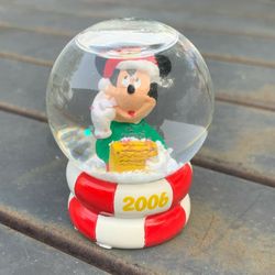 Walt Disney Mickey Mouse Glass Snow Globe - JC Penny 2" Christmas 2006 With Box