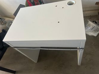 White Desk with Drawer and Cable Hole
