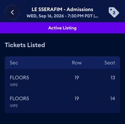 Kpop Lesserafim VIP tickets