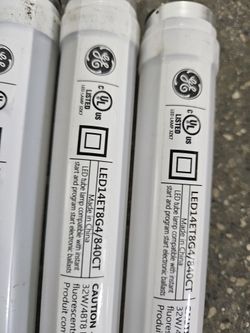 (General Electric) 4-foot LED T8 Tube Light Bulbs, specifically model LED14ET8G4/840CT.