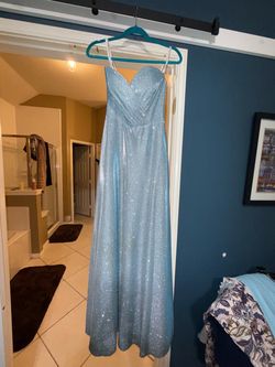 Light Blue Glitter Cinderella Gown