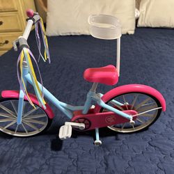 American Girl Doll Bike And 3 Helmets  In Excellent Condition 