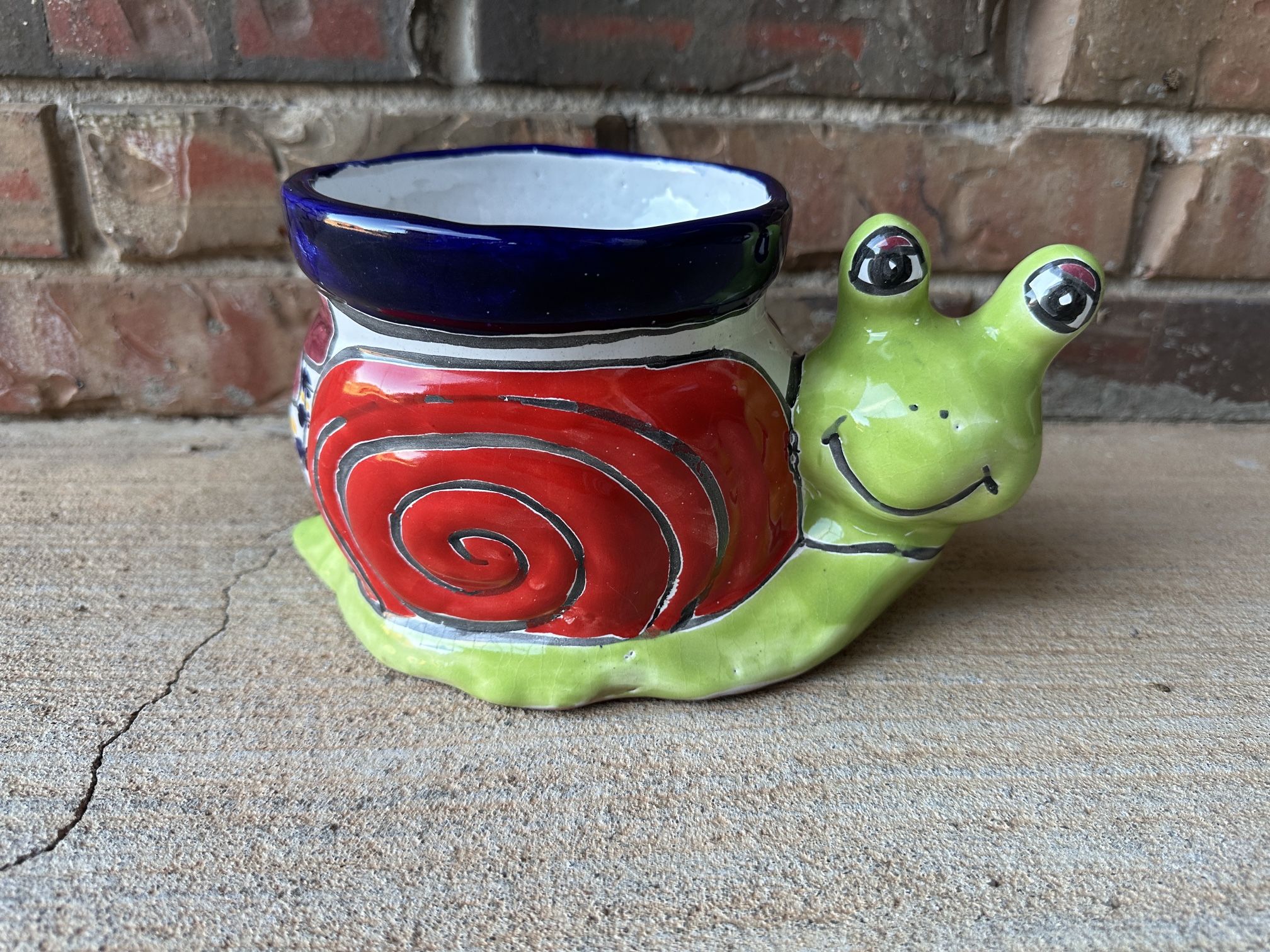 Mexican Talavera Snail Planter Pot Hand Painted