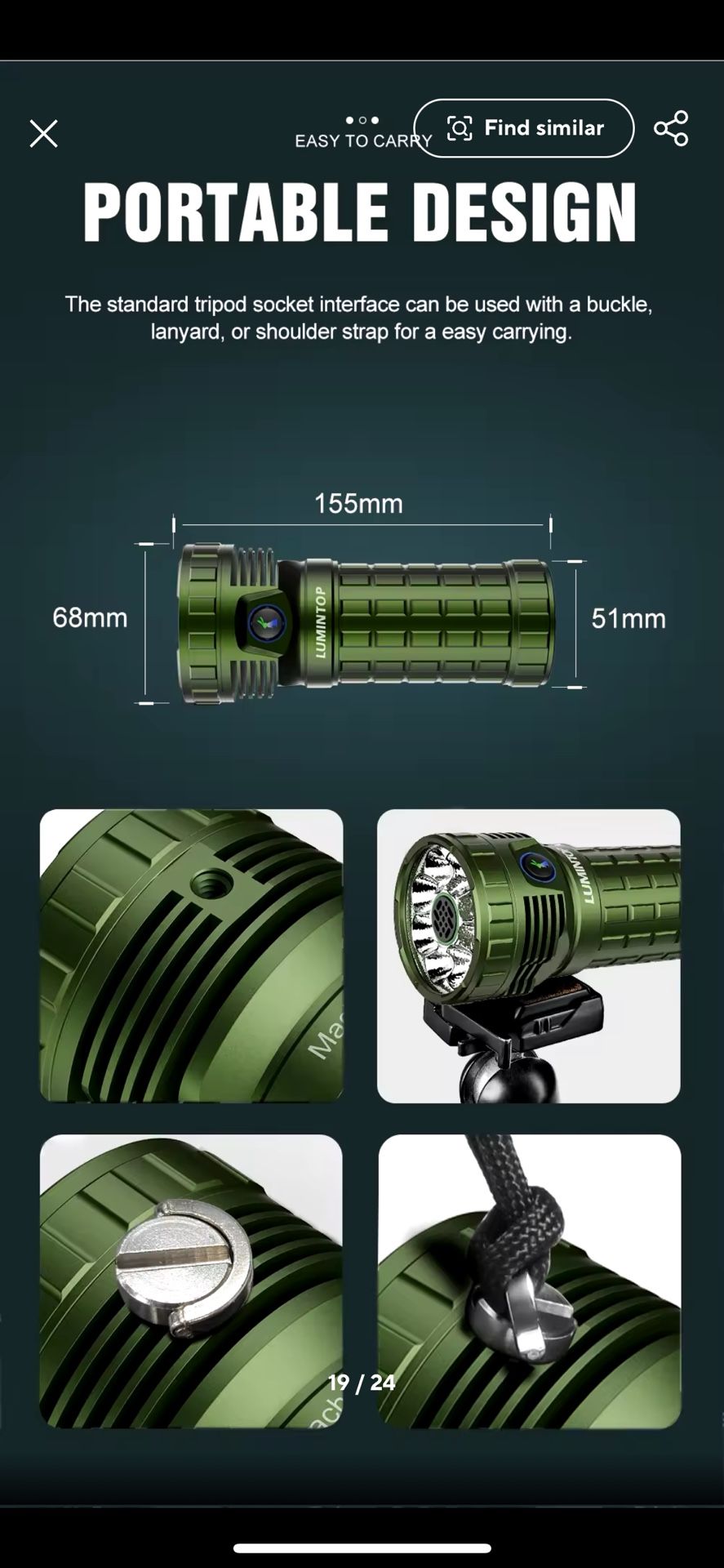 Lumintop Mach 46950 Rechargeable 26,000 Lumen Flashlight Power Bank