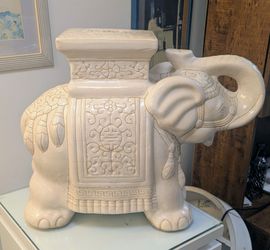 Vintage 1960s Ceramic Elephant Garden Stool