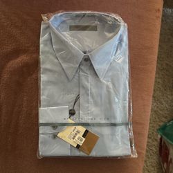 Men’s Dress Hidden Button Shirt Slate Blue Size 17 32/33