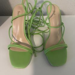 Size 8 Lime green Tie Leg Heels 