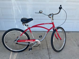 Red Beach Cruiser Bicycle