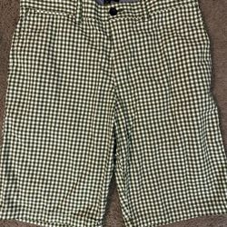Green and white gingham shorts size 32" 