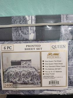 Hejeme 6-Piece Queen Printed Sheet Set