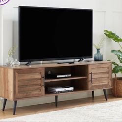 59” Mid-Century Modern TV Stand / Media Console – Walnut Brown