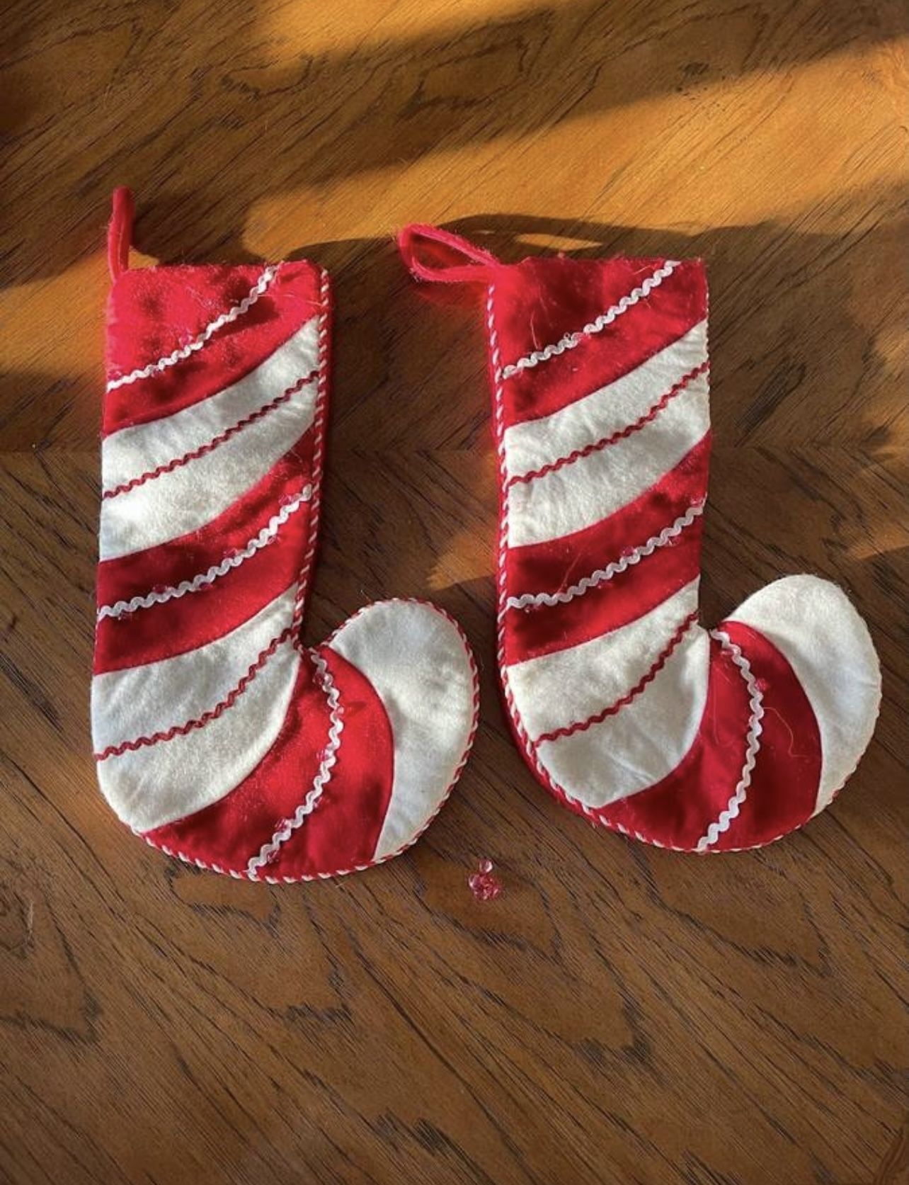 2 Red and White Christmas Stockings - Approximately 17.5” x 10.5”