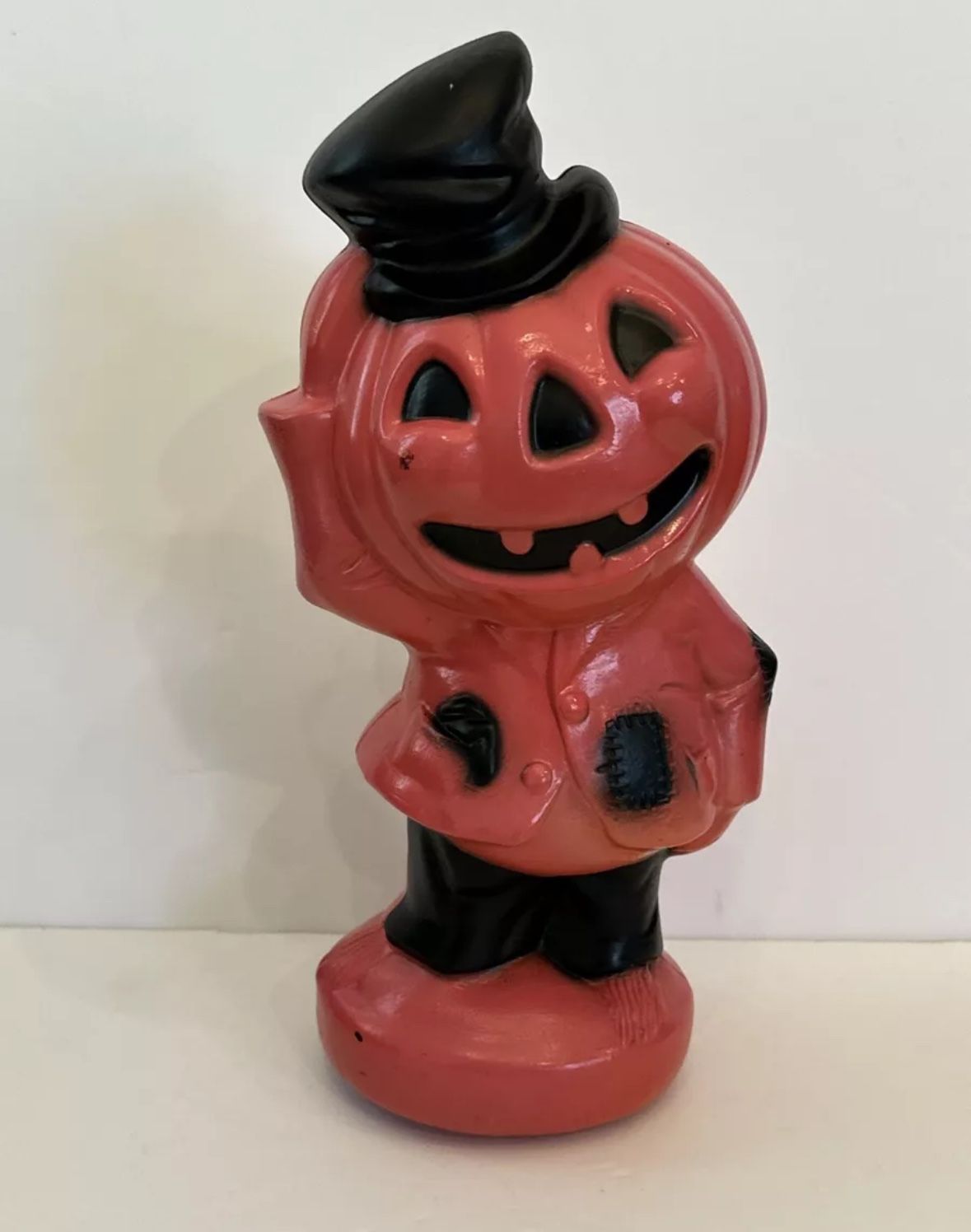 Red Vintage Inspired Ashland Halloween Blow Mold Pumpkin Scarecrow Hobo