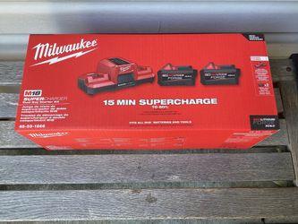 Milwaukee M18 18V Lithium-lon Starter Kit with (2) FORGE 6. OAh Batteries and Super Charger.  Brand NEW.