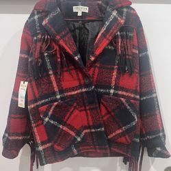 IDYLLWIND Fringe Red Plaid Jacket 