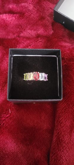 Sterling Silver multi-gemstone ring.